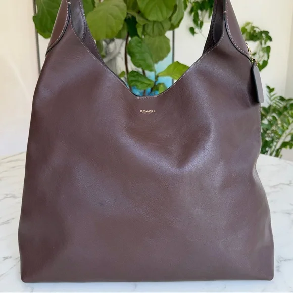 Coach Brooklyn Shoulder Bag 39 Maple Brown Brass XL Leather Shoulder Bag CU044 - Picture 3 of 16